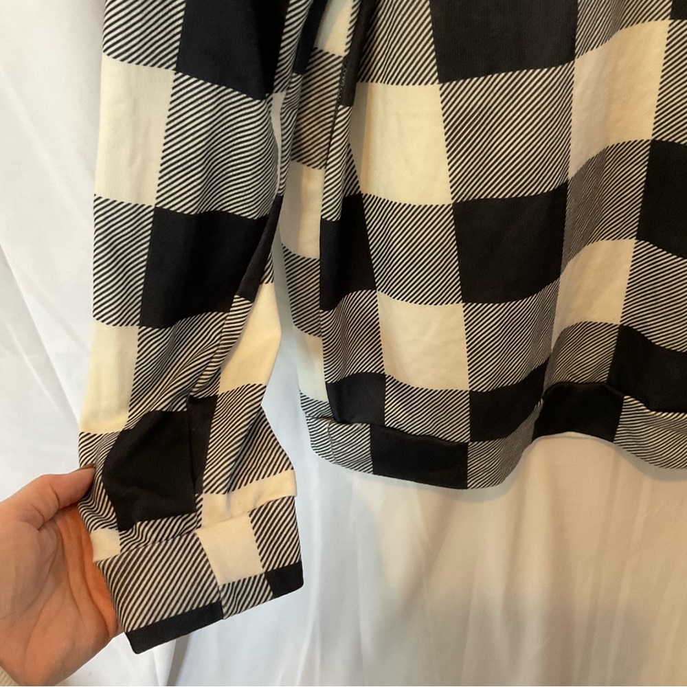 Women’s Long Sleeve White Buffalo Plaid Shirt w/Black Lace Detail Plus Size 2XL - Picture 4 of 16